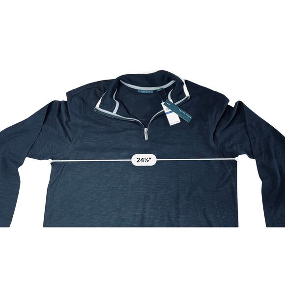 Perry‎ Ellis Black 1/4 Zip Up Polo Style Sweater X LARGE NWT 90s Inspired Casual - Picture 3 of 8